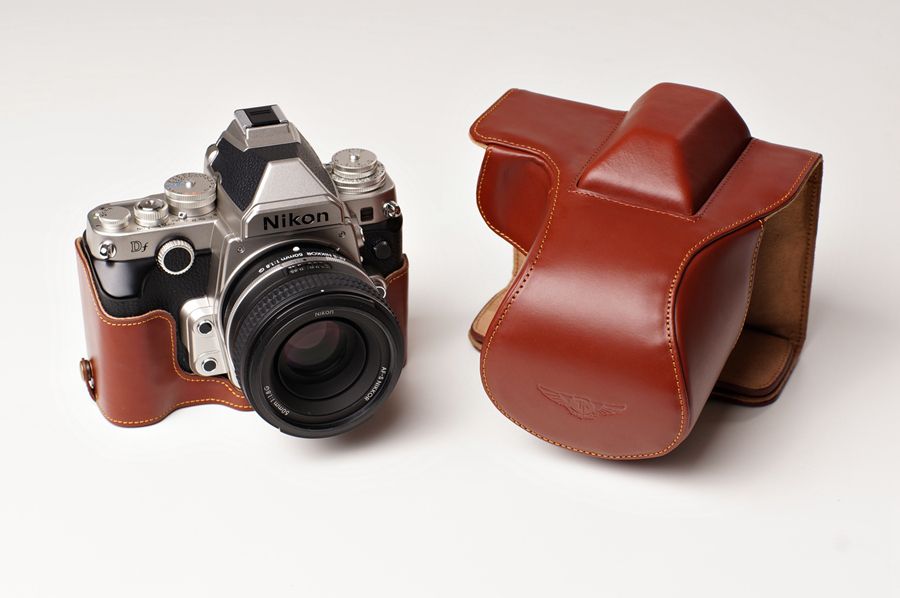 Genuine real Leather Full Camera Case bag cover for Nikon DF 50mm lens